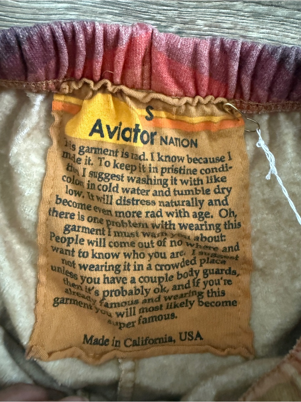 Aviator Nation Ninja hoodie tan / pink sweatshirt w/ matching pants NWT, size S - Picture 8 of 9